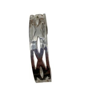 Rustic cuff Silver crisscross pattern Bracelet